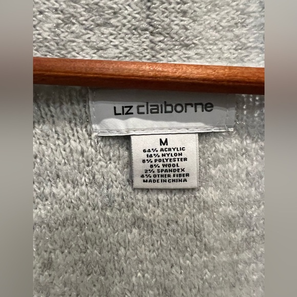 Liz Claiborne light gray cardigan medium - Picture 2 of 4